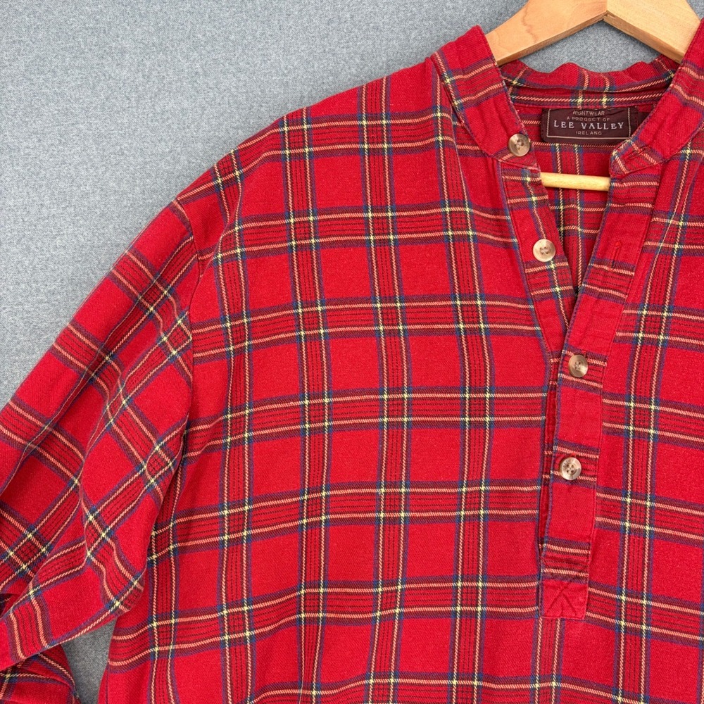 Lee Valley Ireland Red Flannel Tartan Plaid Nightshirt Irish Cotton Men Large - Picture 3 of 7